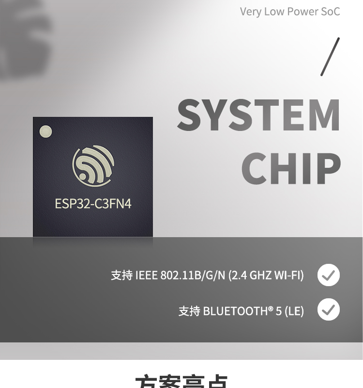 上海樂鑫科技官網ESP32-C3FN4 2.4 GHz Wi-Fi和Bluetooth? 5(LE)系統級芯片(SoC)光伏無線通訊方案